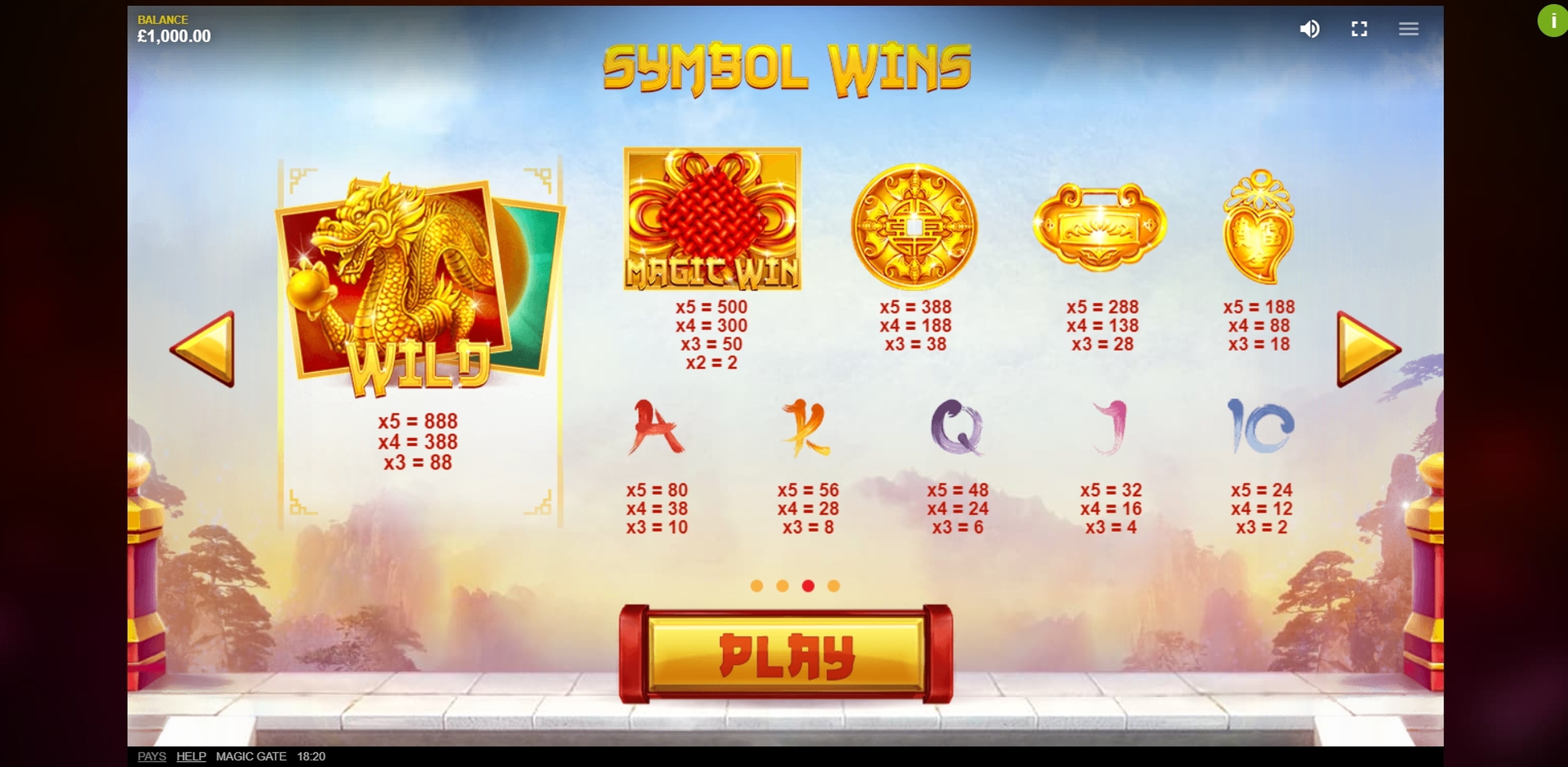 Info of Magic Gate Slot Game by Red Tiger Gaming