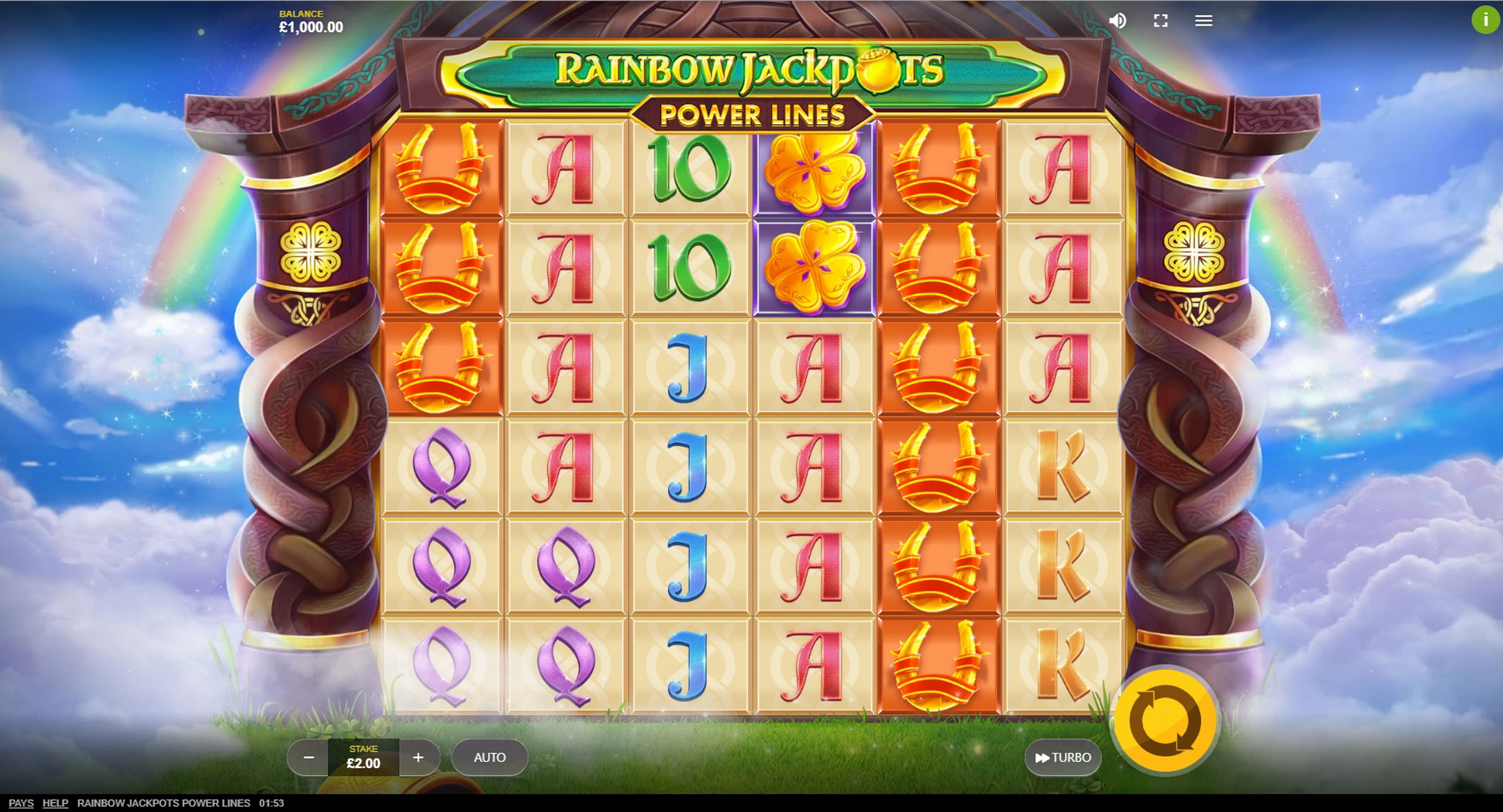 Reels in Rainbow Jackpots Power Lines Slot Game by Red Tiger Gaming
