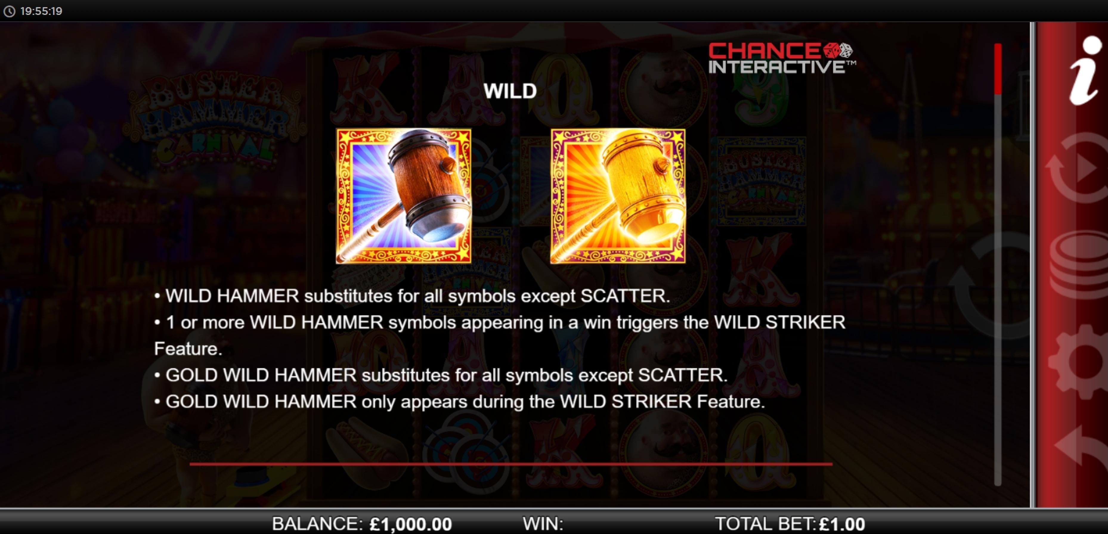 Info of Buster Hammer Carnival Slot Game by Reel Play