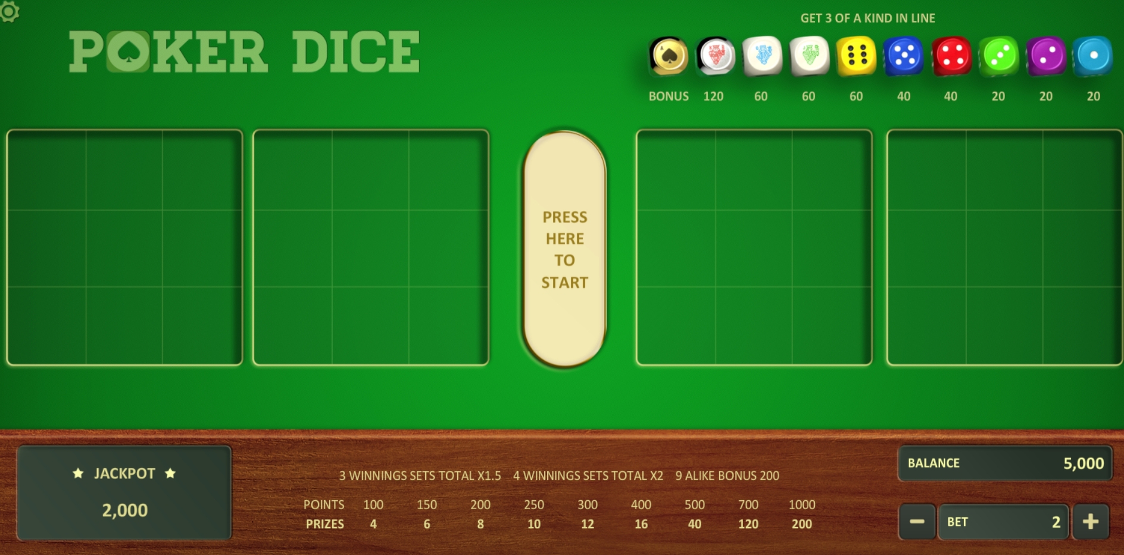 Poker Dice (Relax Gaming) demo