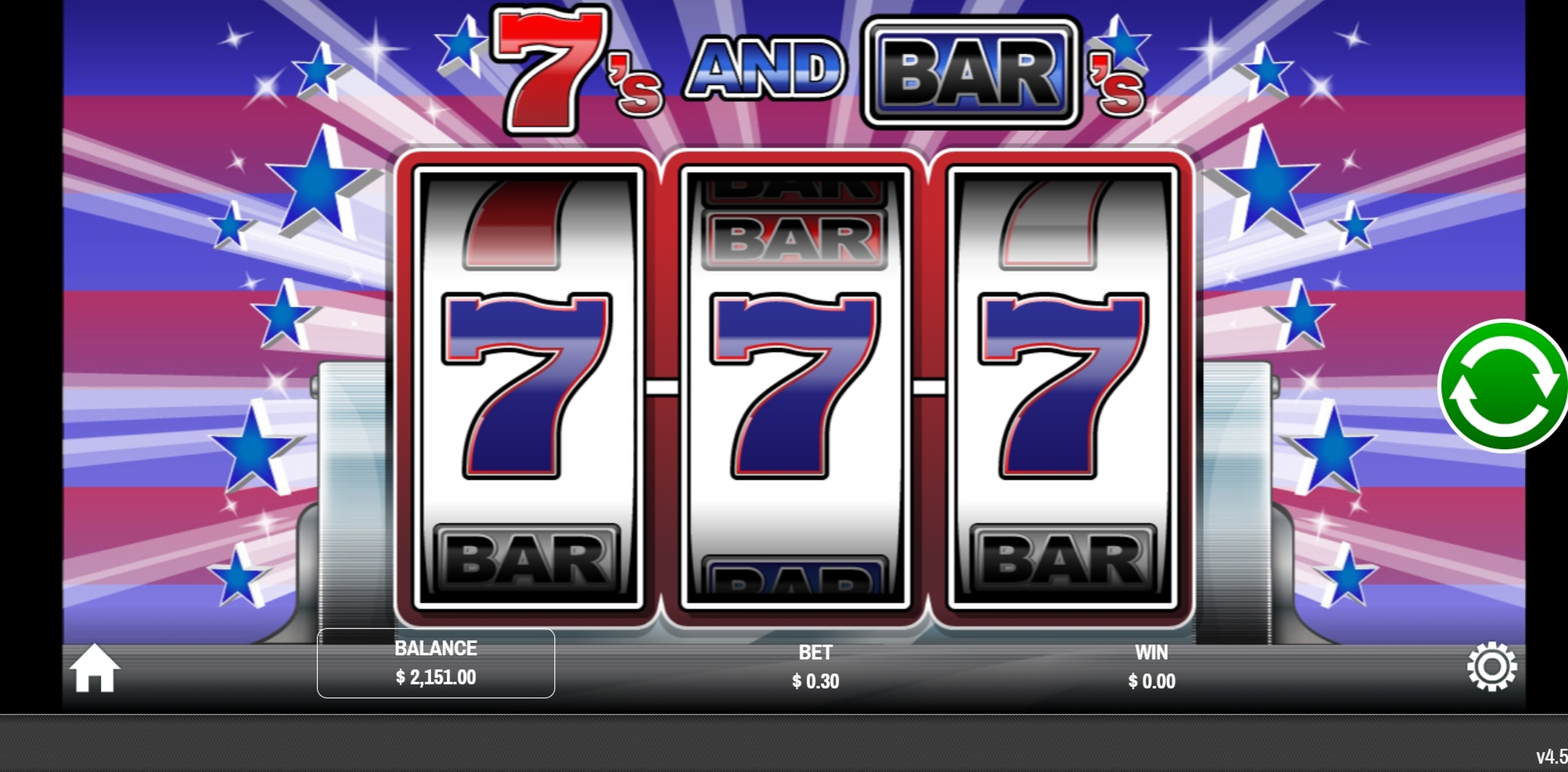 Reels in Sevens and Bars Slot Game by Rival