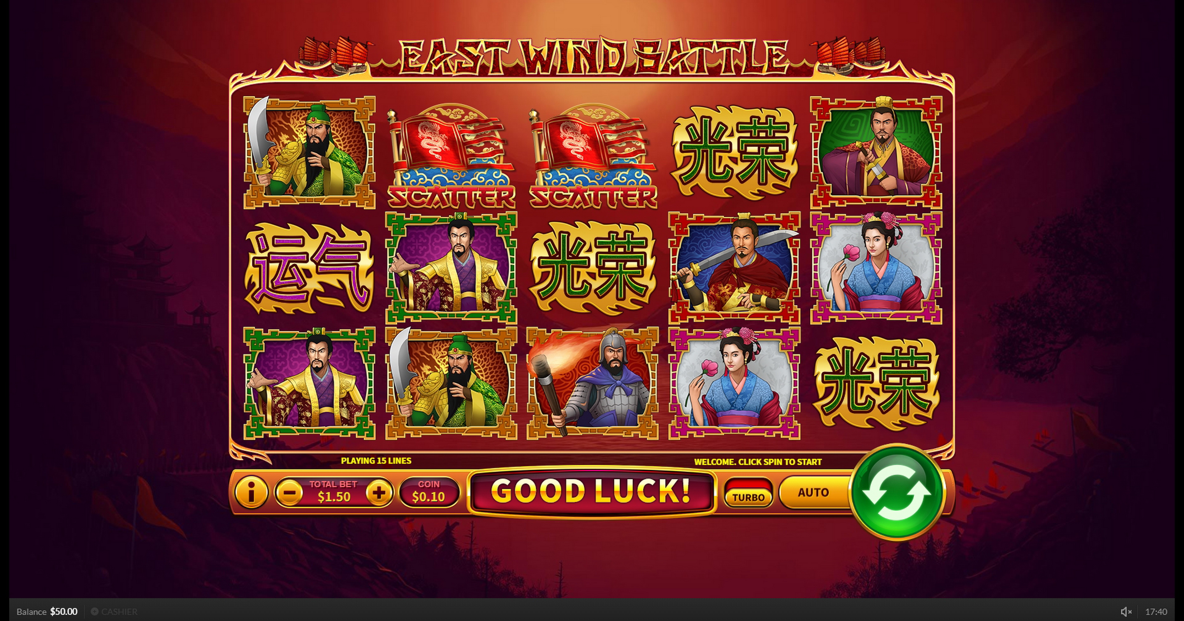 Reels in East Wind Battle Slot Game by Skywind