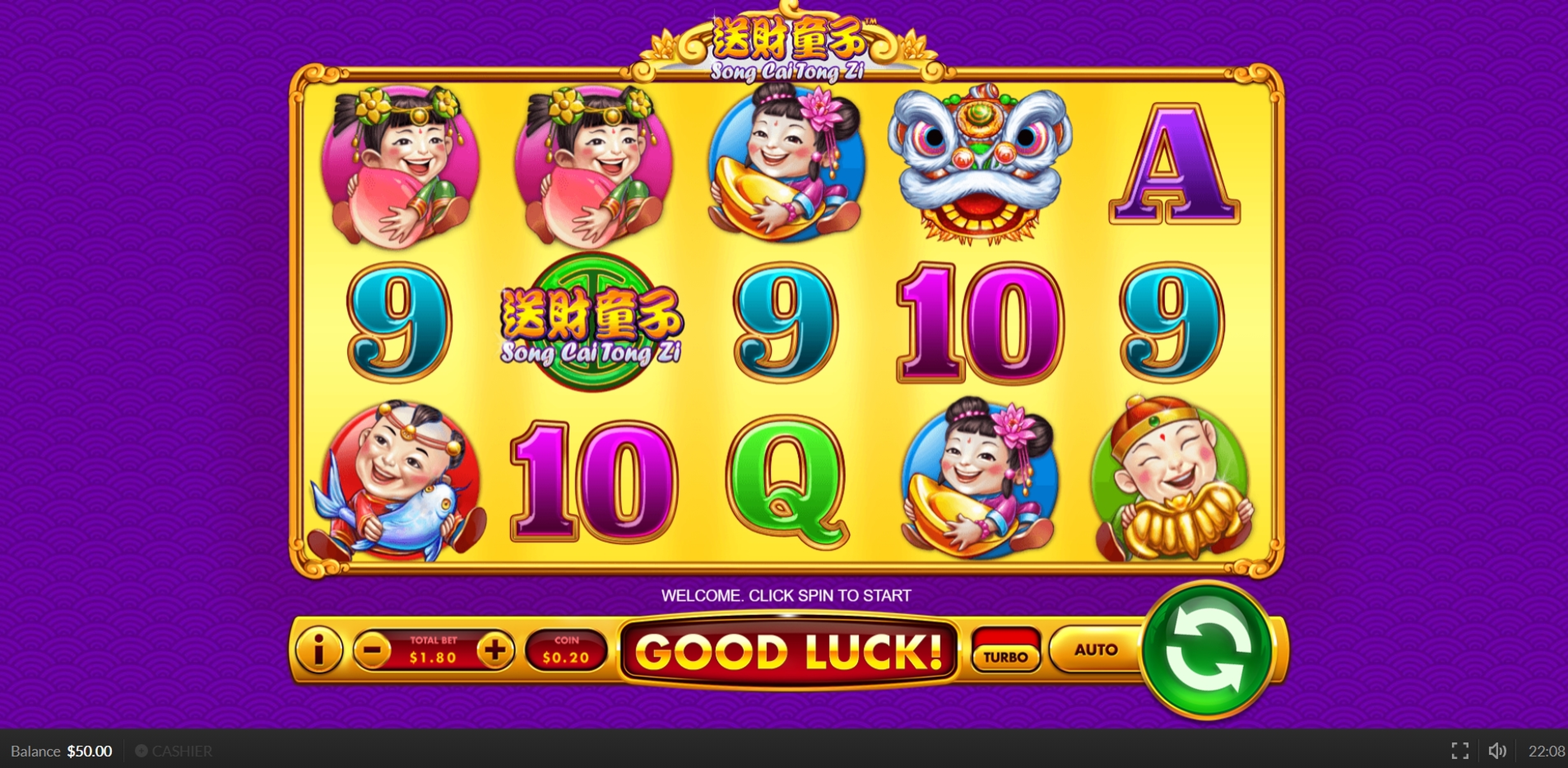 Reels in Song Cai Tong Zi Slot Game by Skywind
