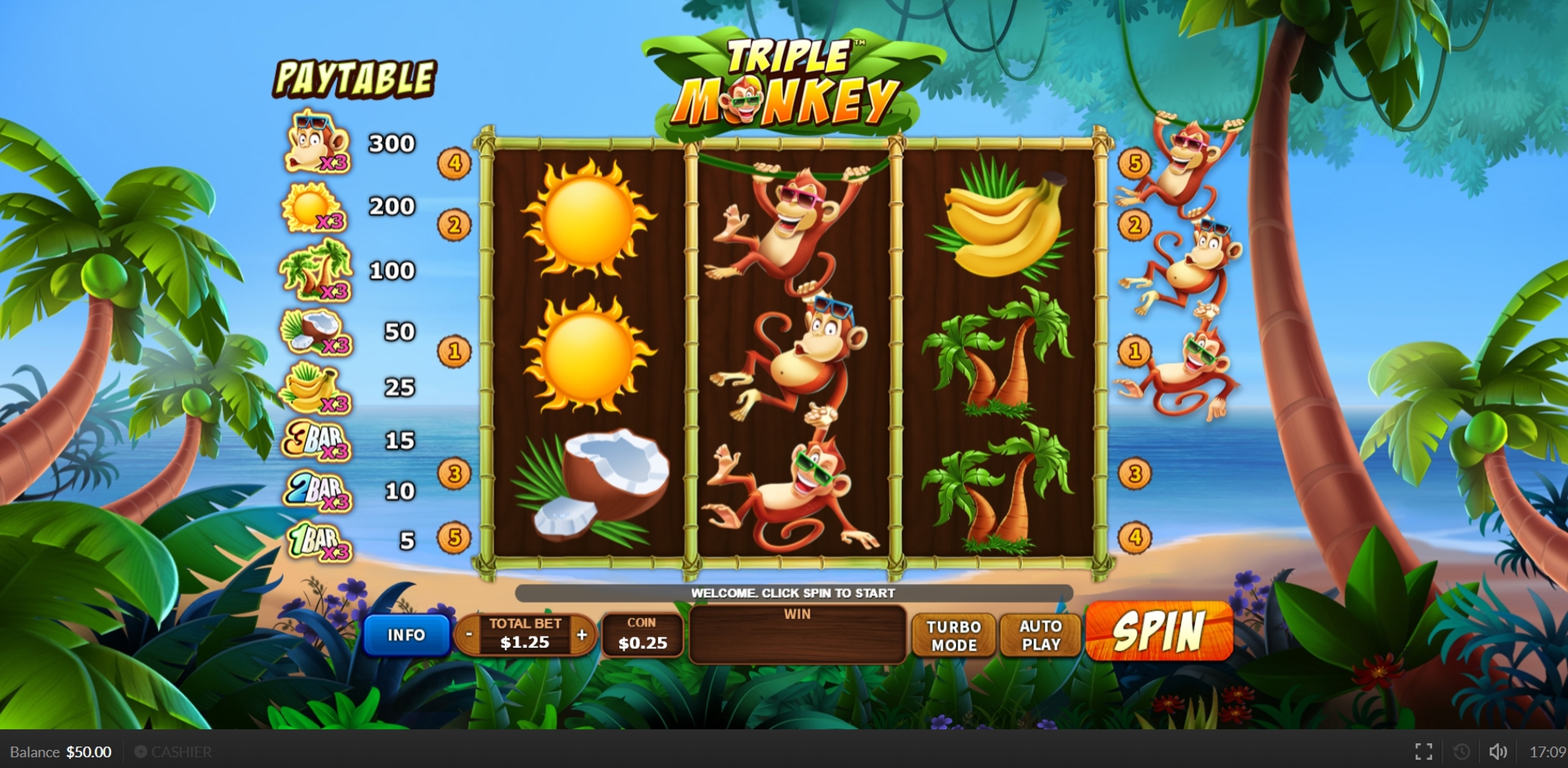 Reels in Triple Monkey Slot Game by Skywind