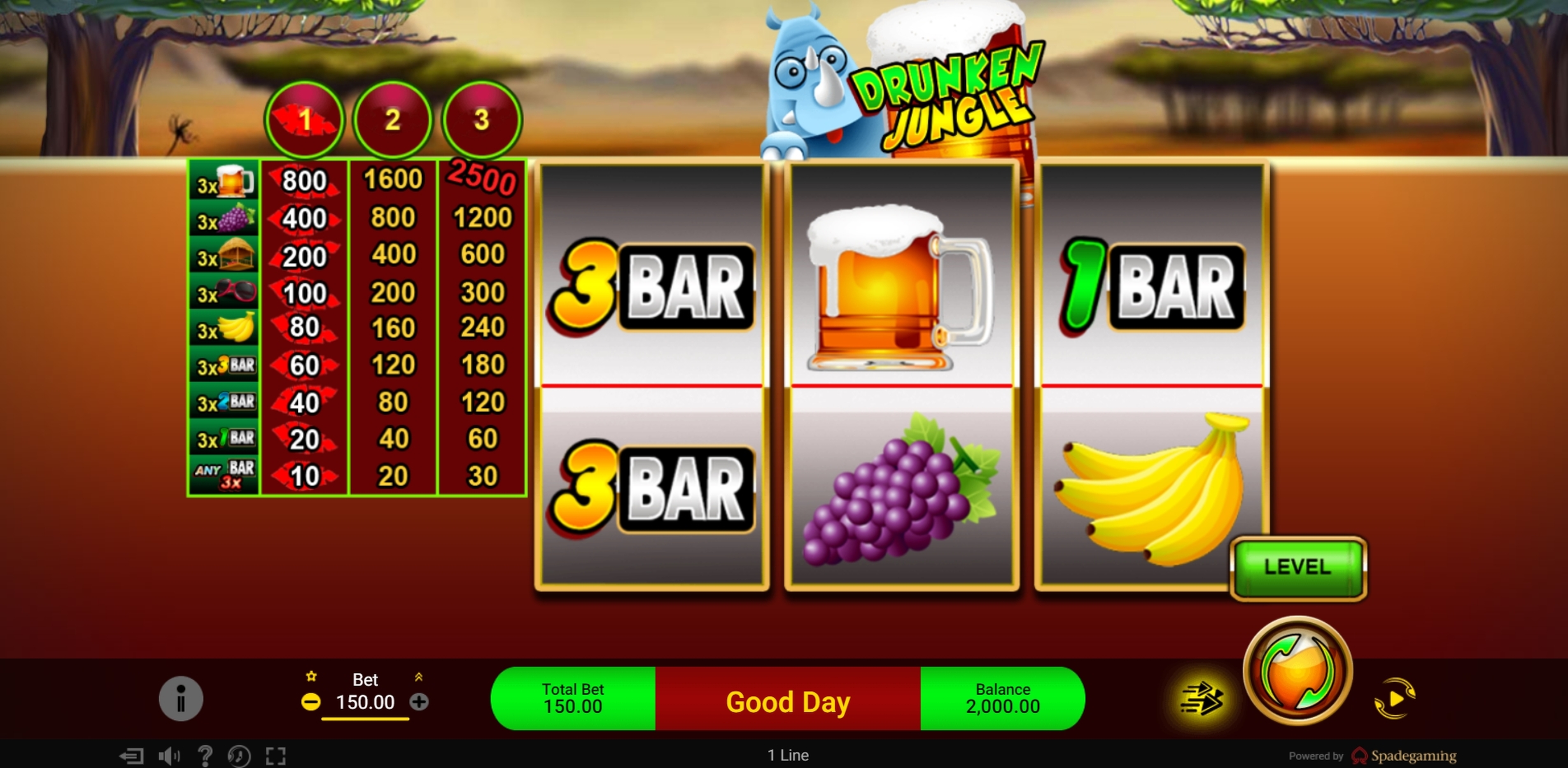 Reels in Drunken Jungle Slot Game by Spade Gaming