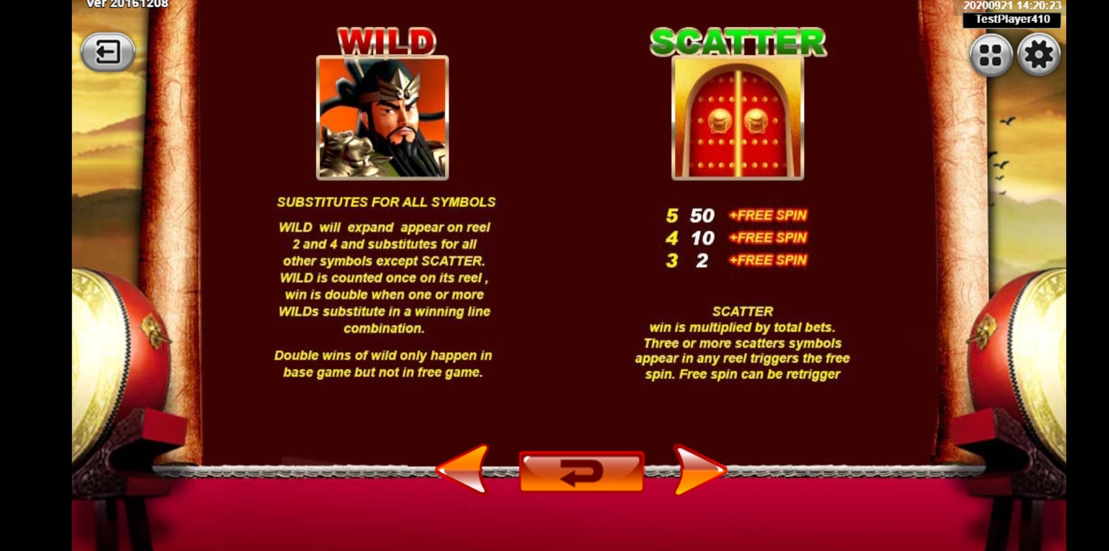 Info of Emperor Gate SA Slot Game by Spade Gaming