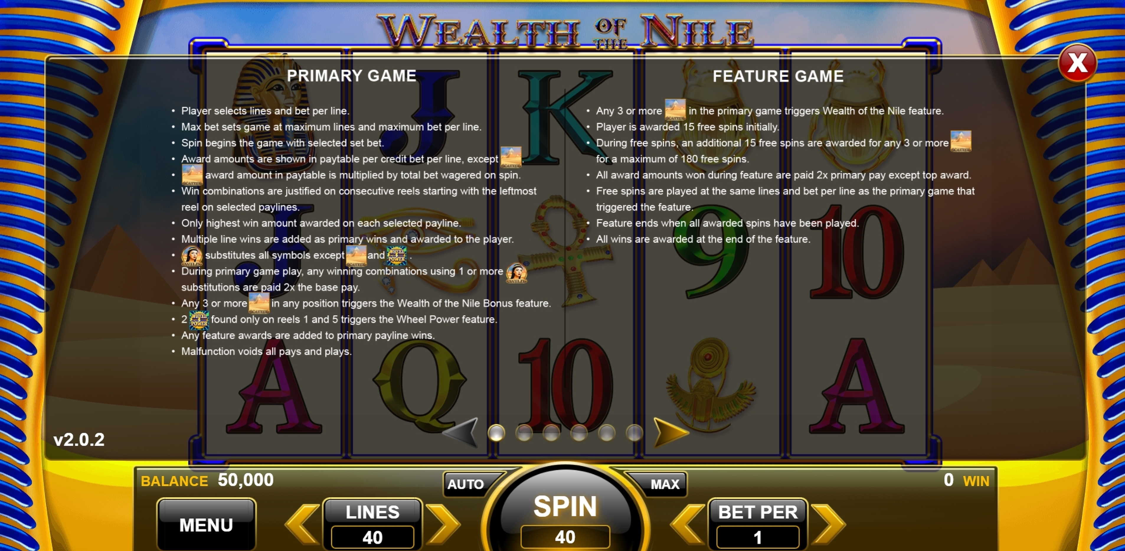 Info of Wealth of the Nile Slot Game by Spin Games