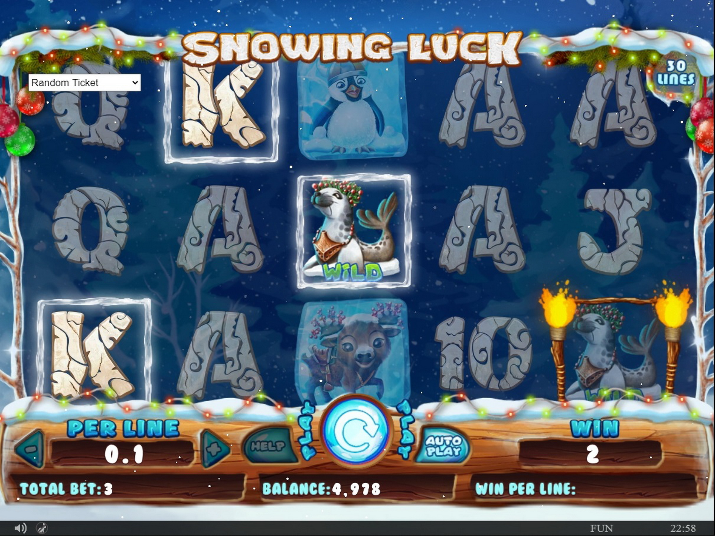 Win Money in Snowing Luck Christmas Edition Free Slot Game by Spinomenal