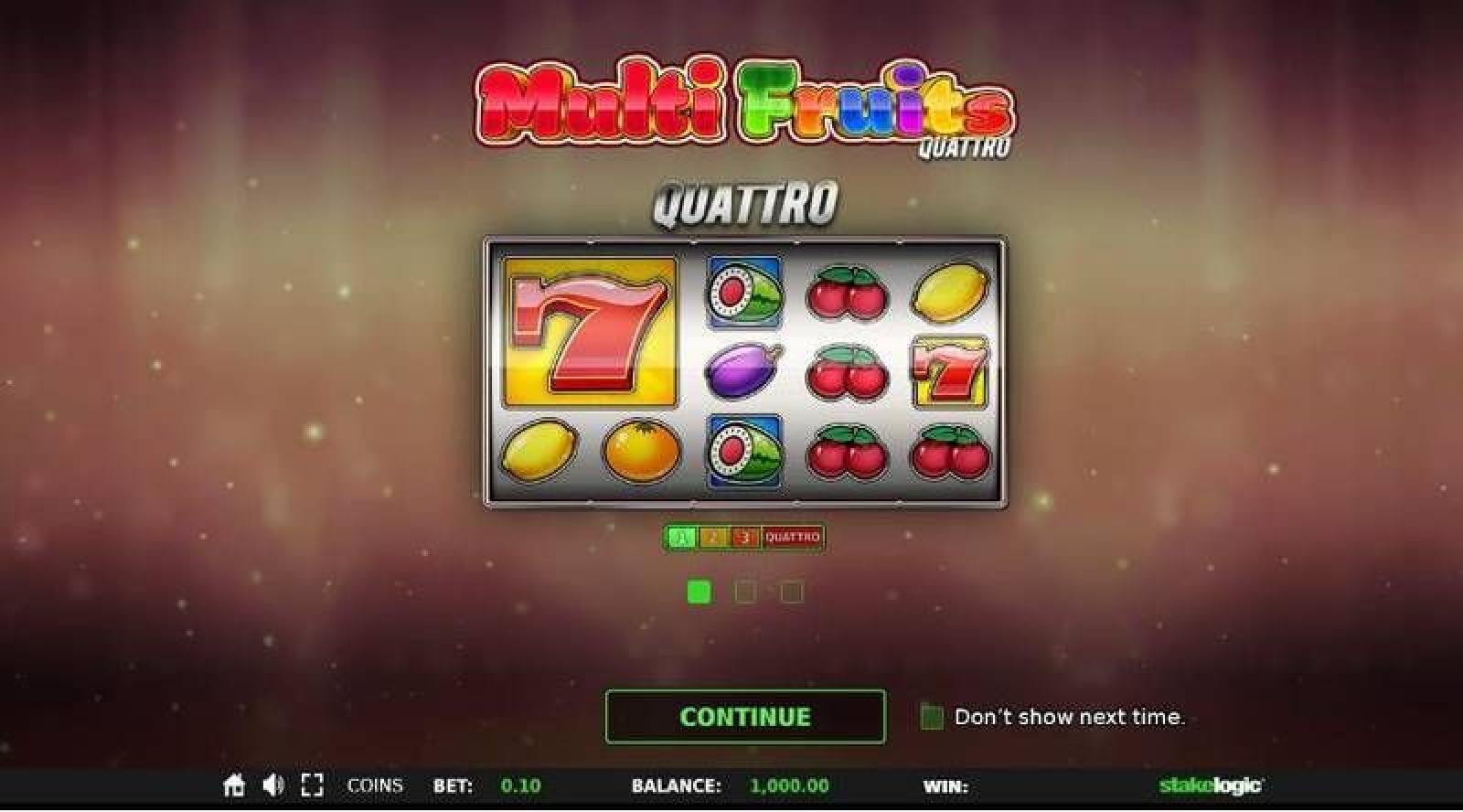 The Multi Fruits Quattro Online Slot Demo Game by StakeLogic