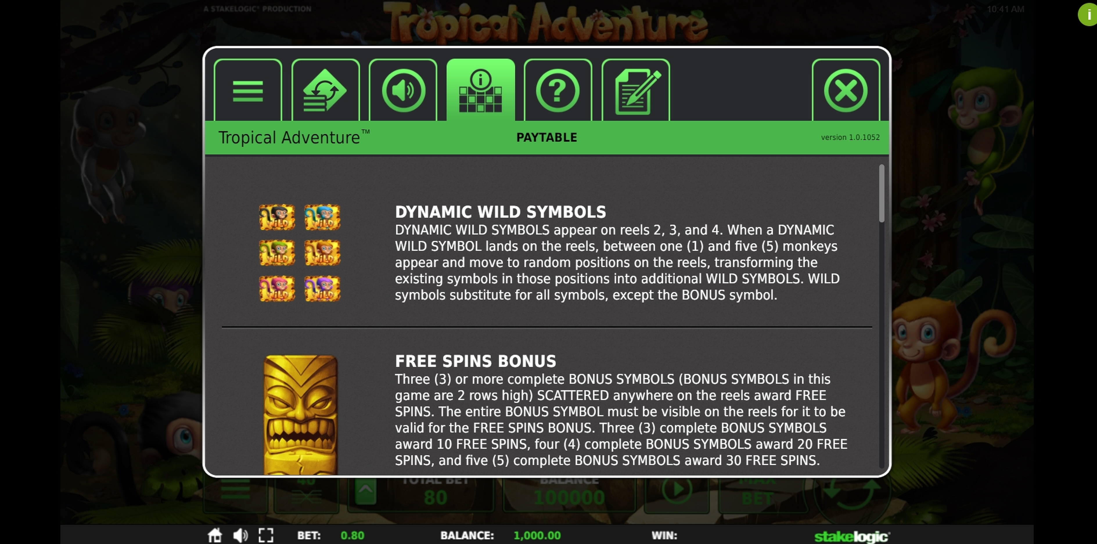 Info of Tropical Adventure Slot Game by Stakelogic