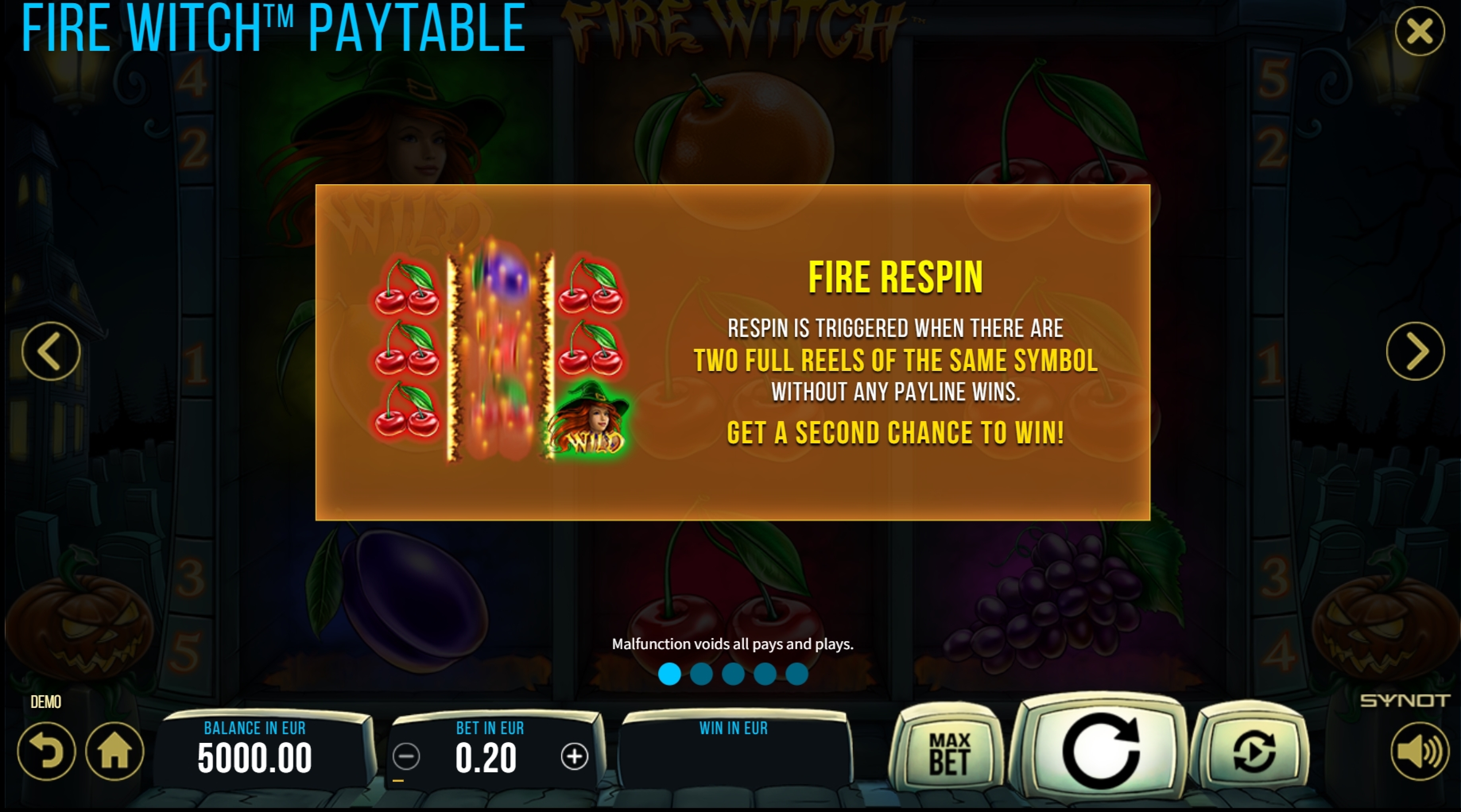 Info of FIRE WITCH Slot Game by Synot Games