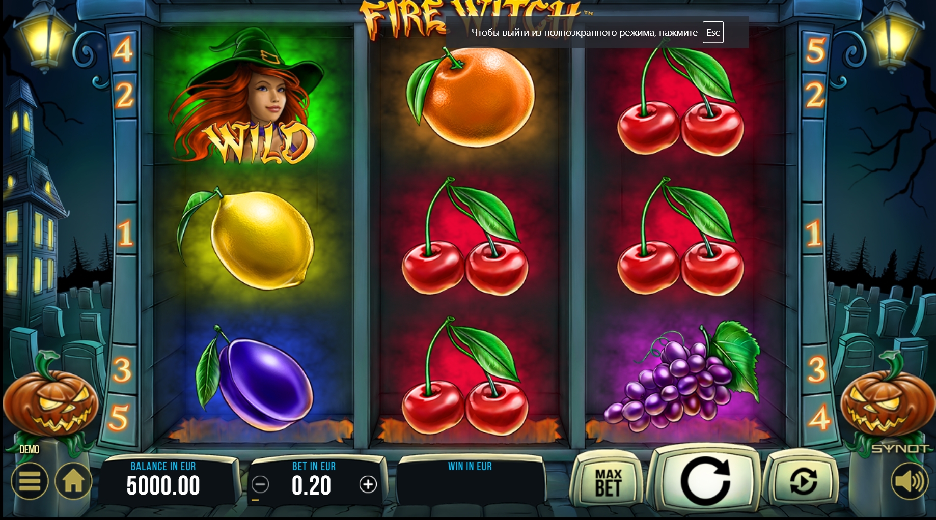 Reels in FIRE WITCH Slot Game by Synot Games