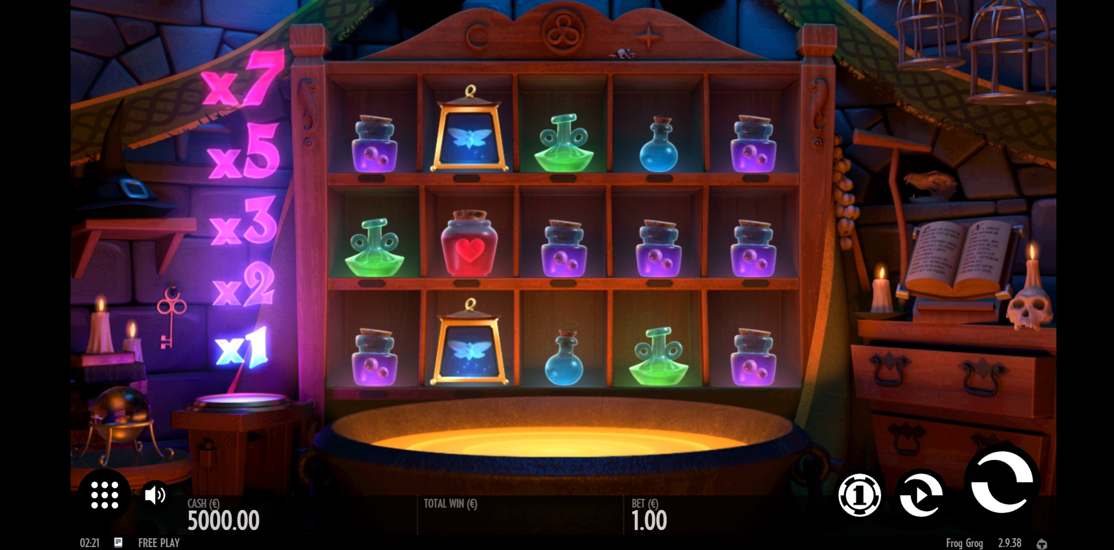 Reels in Frog Grog Slot Game by Thunderkick