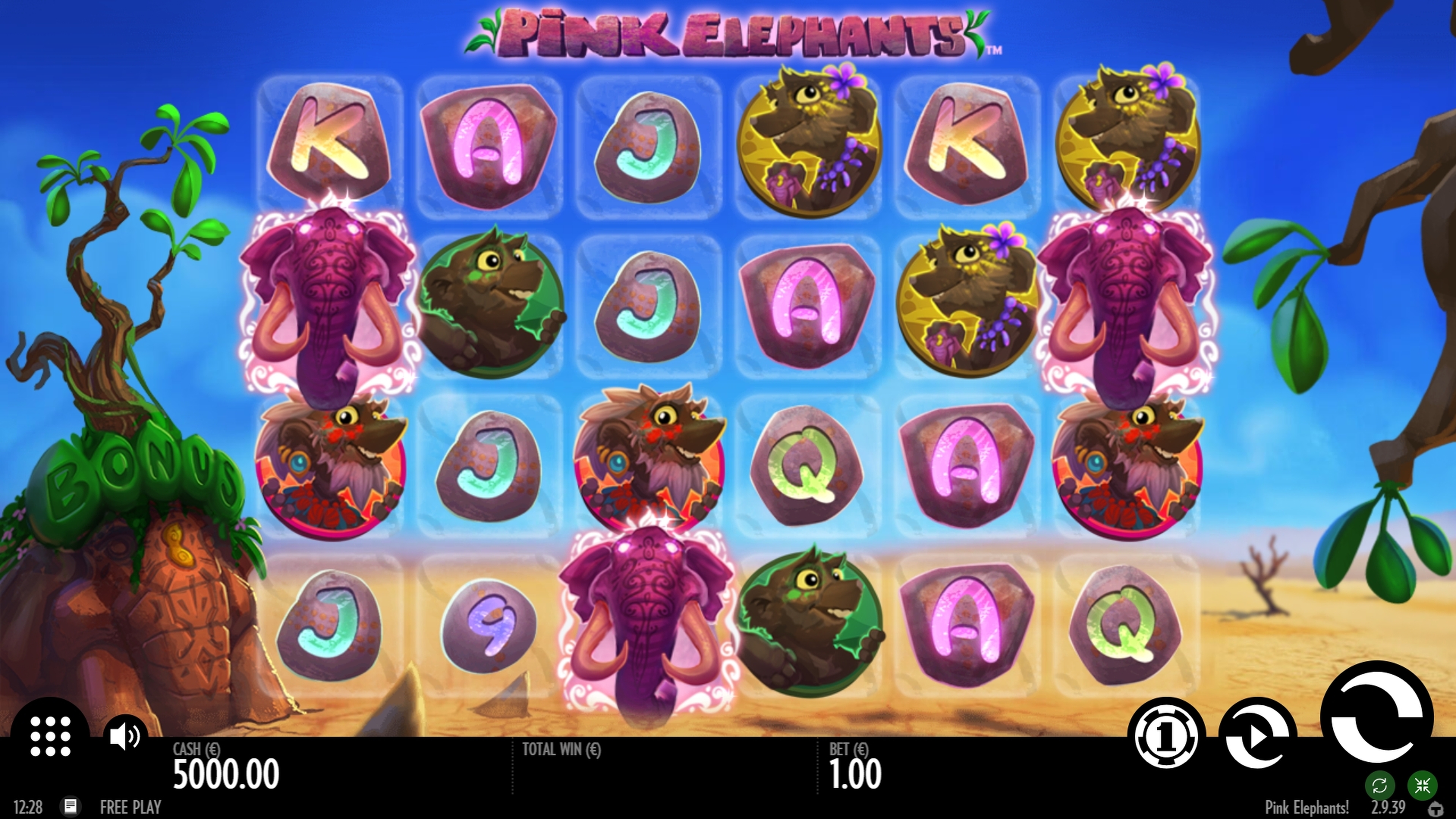 Reels in Pink Elephants Slot Game by Thunderkick