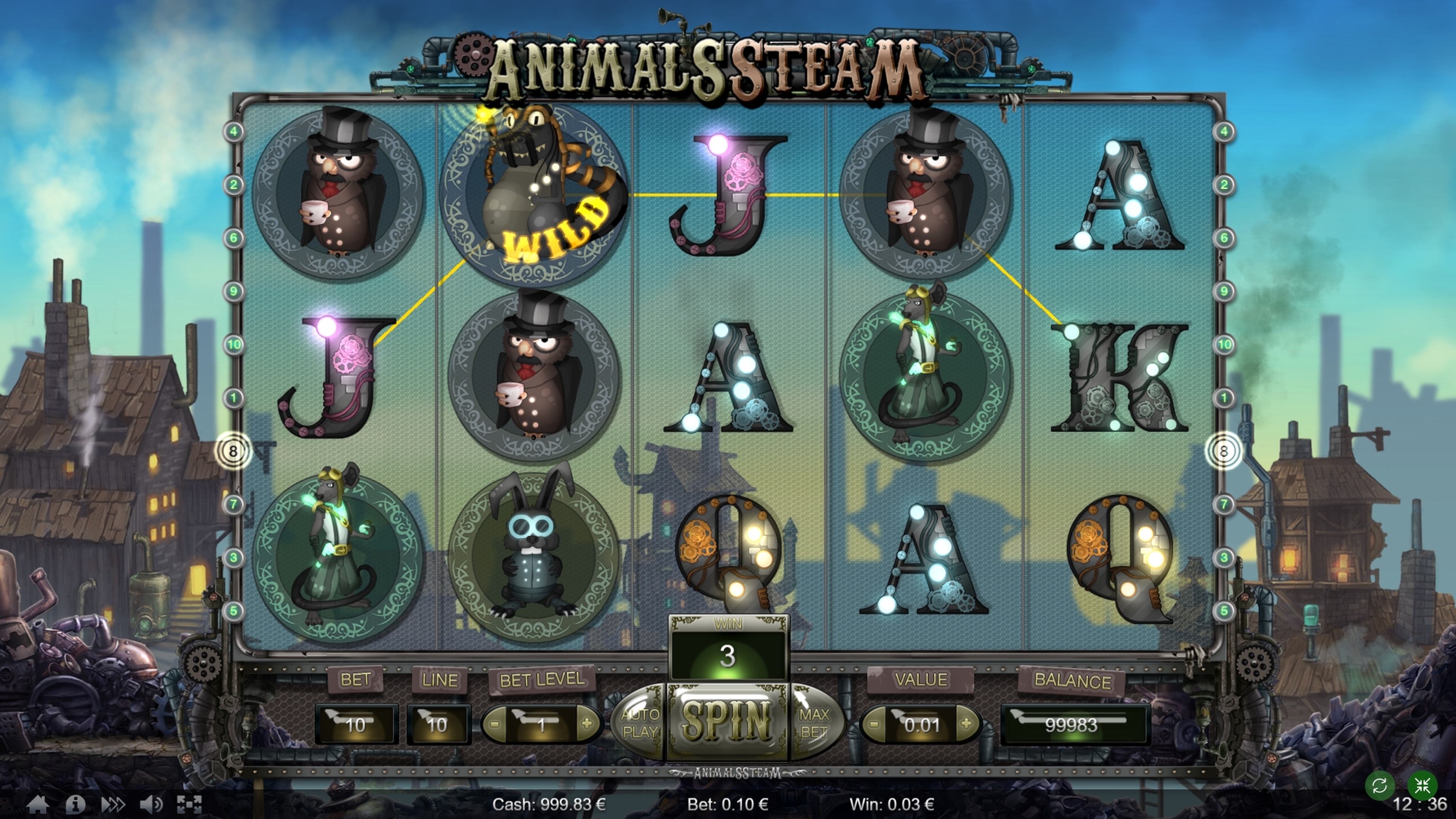 Win Money in Animals Steam Free Slot Game by Thunderspin