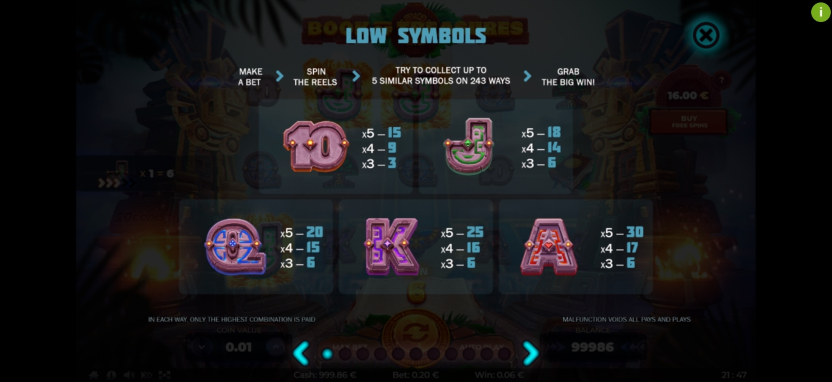 Info of Book of Treasures	 Slot Game by Thunderspin