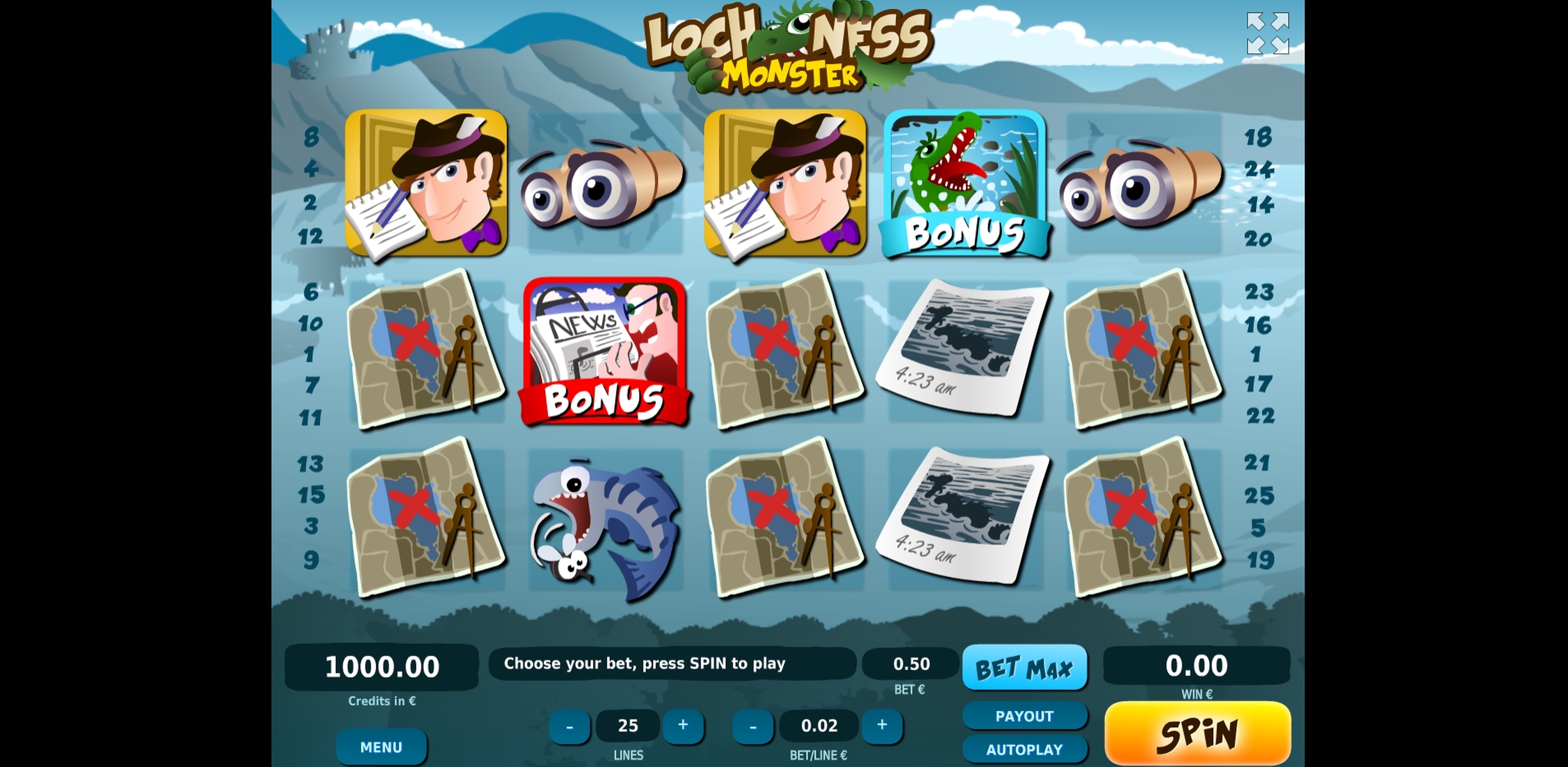 Reels in Loch Ness Monster Slot Game by Tom Horn Gaming