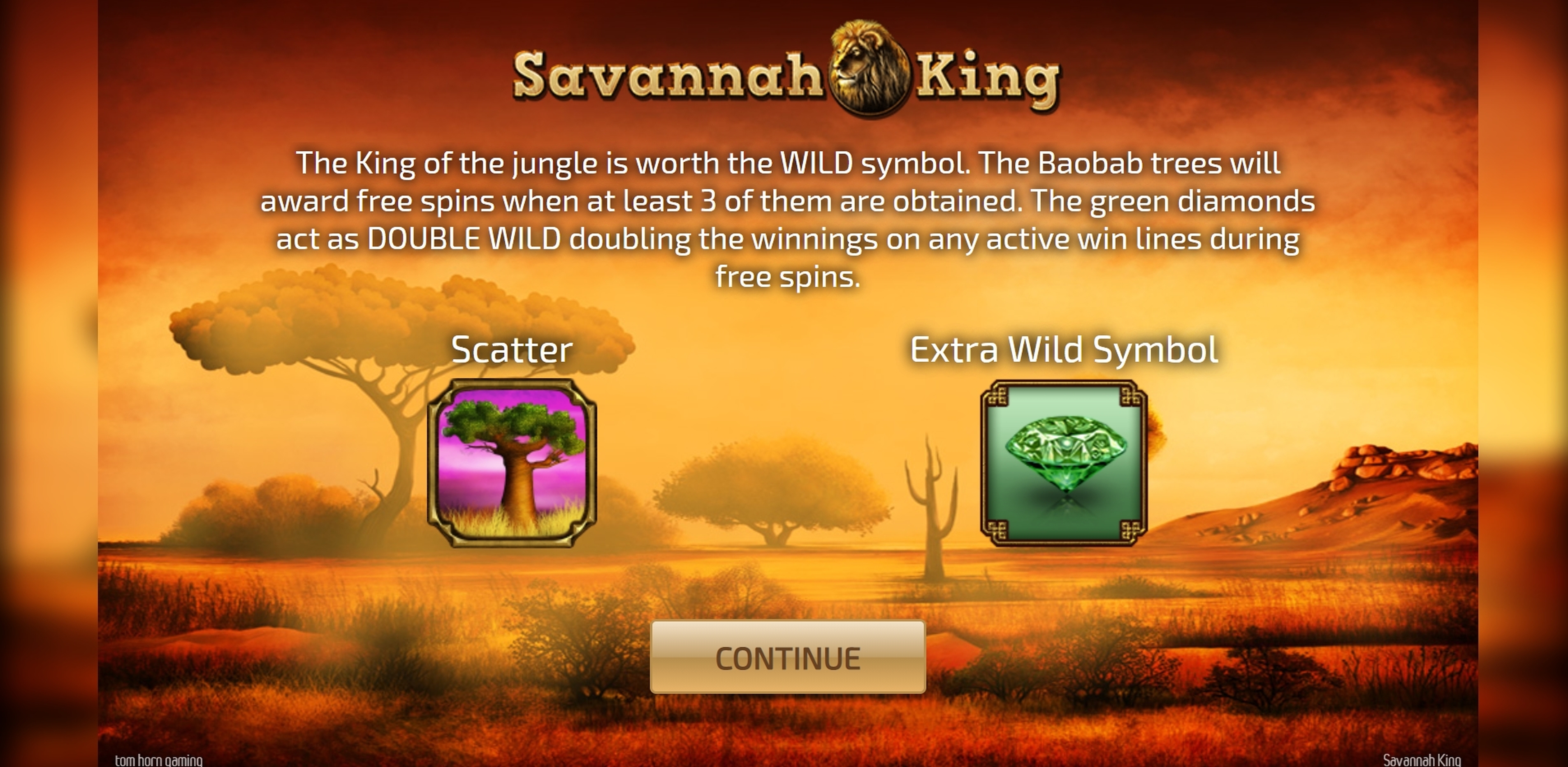 Play Savannah King Free Casino Slot Game by Tom Horn Gaming