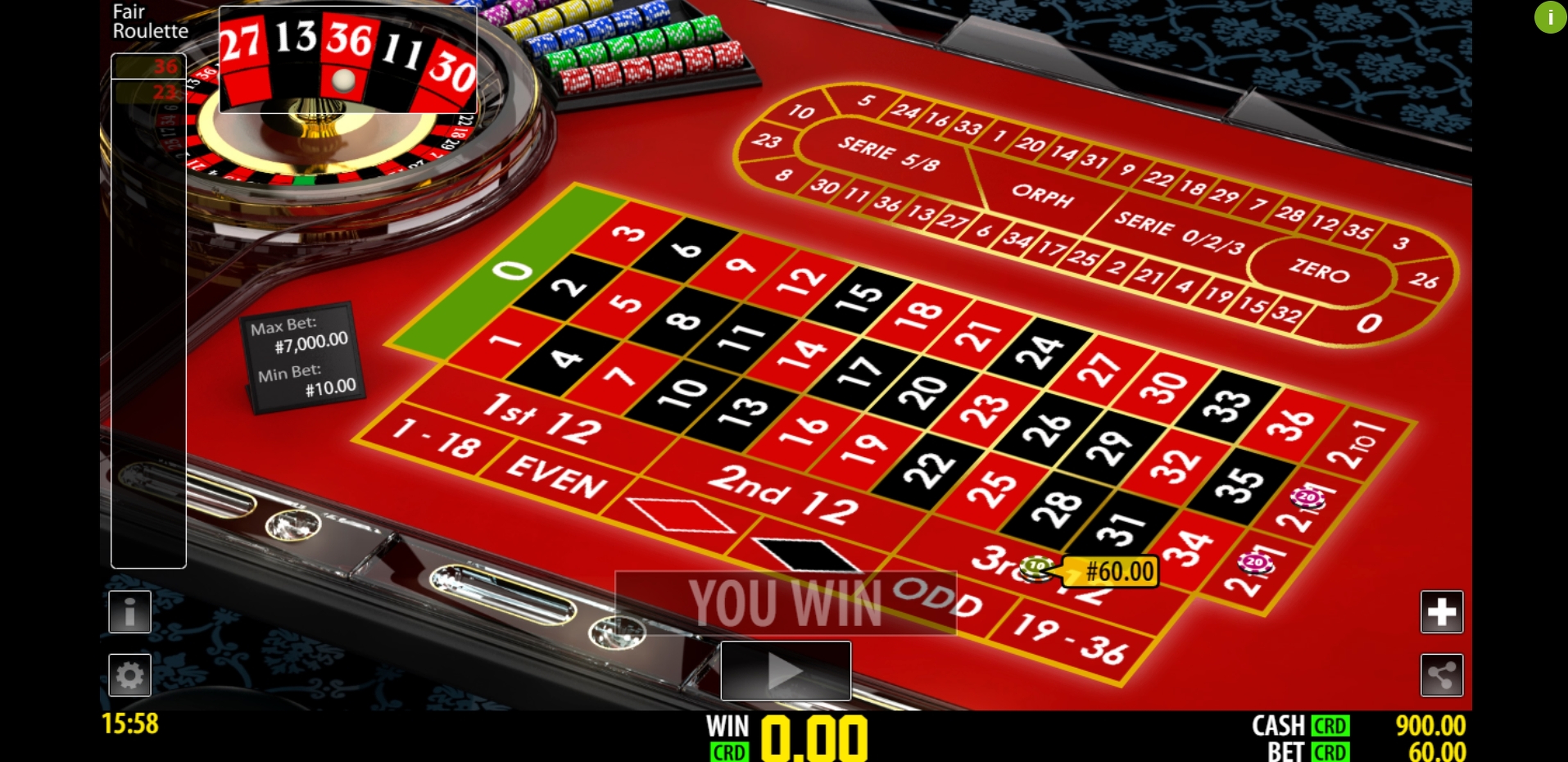 Win Money in Fair Roulette Privee Free Slot Game by World Match