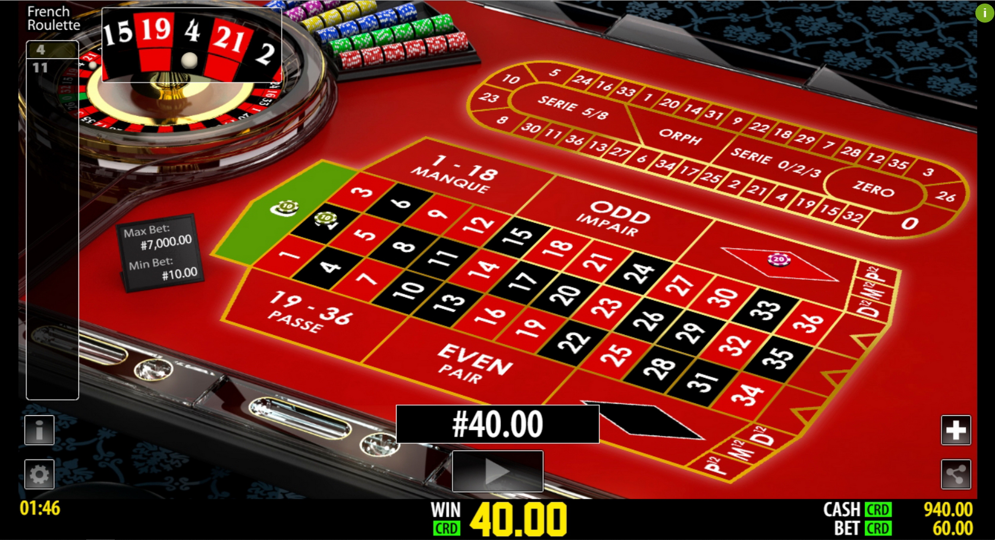 Win Money in French Roulette Privee Free Slot Game by World Match