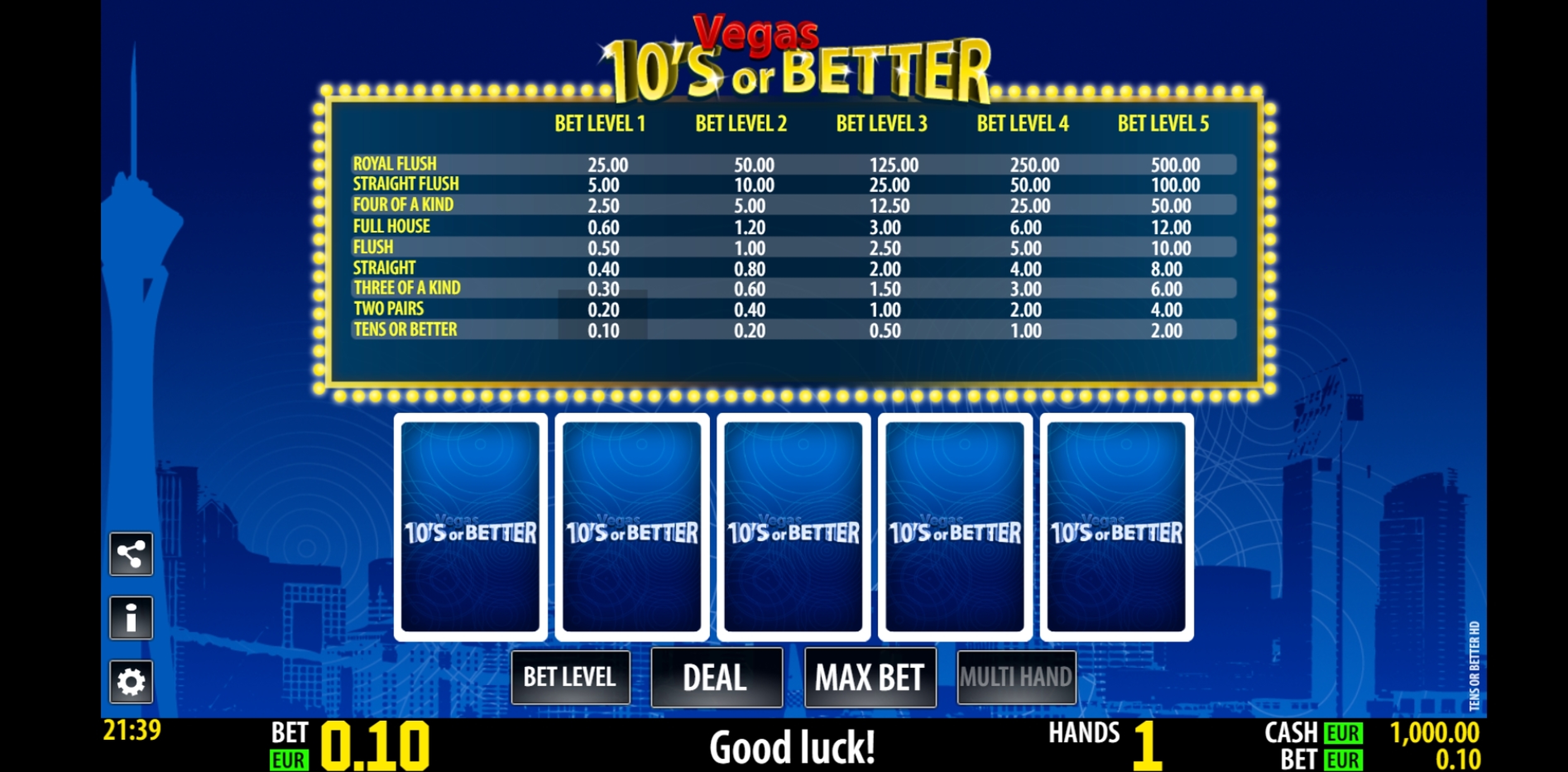 Reels in Tens Or Better HD Slot Game by World Match